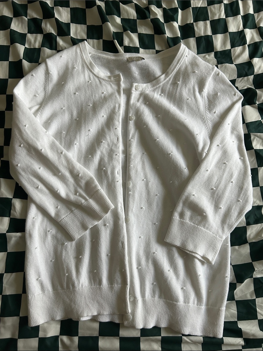 White Dot 3/4 sleeve cardigan